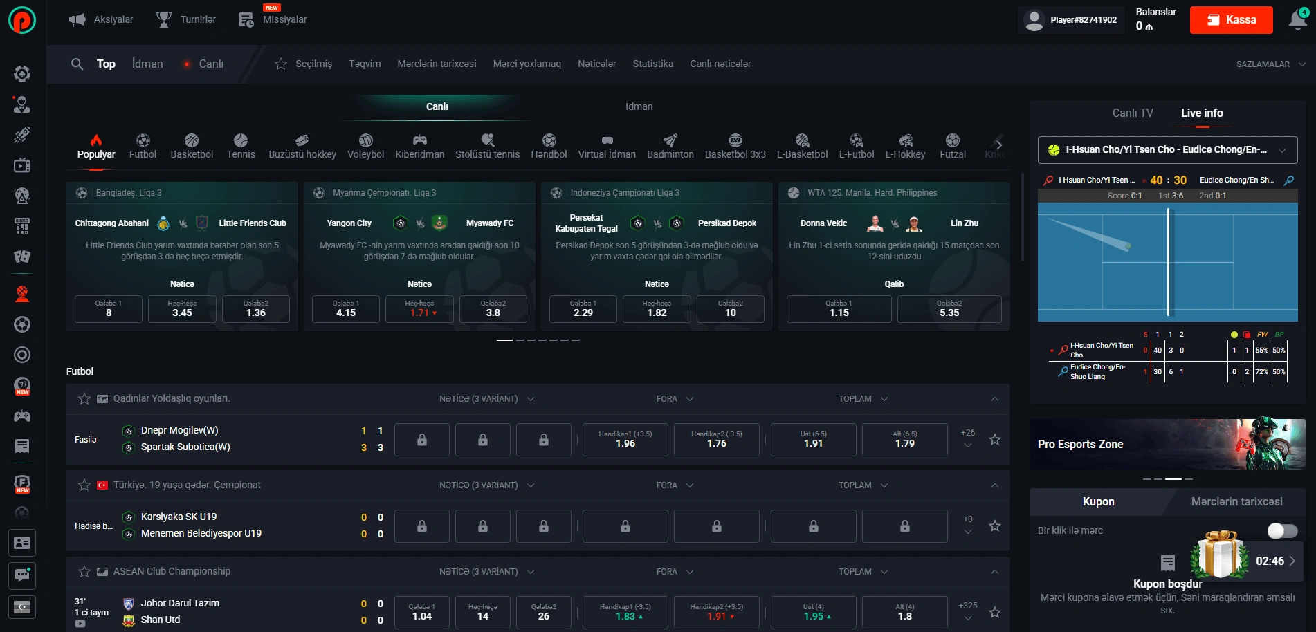 Pin Up Bet Casino Azərbaycan-da İdman mərcləri